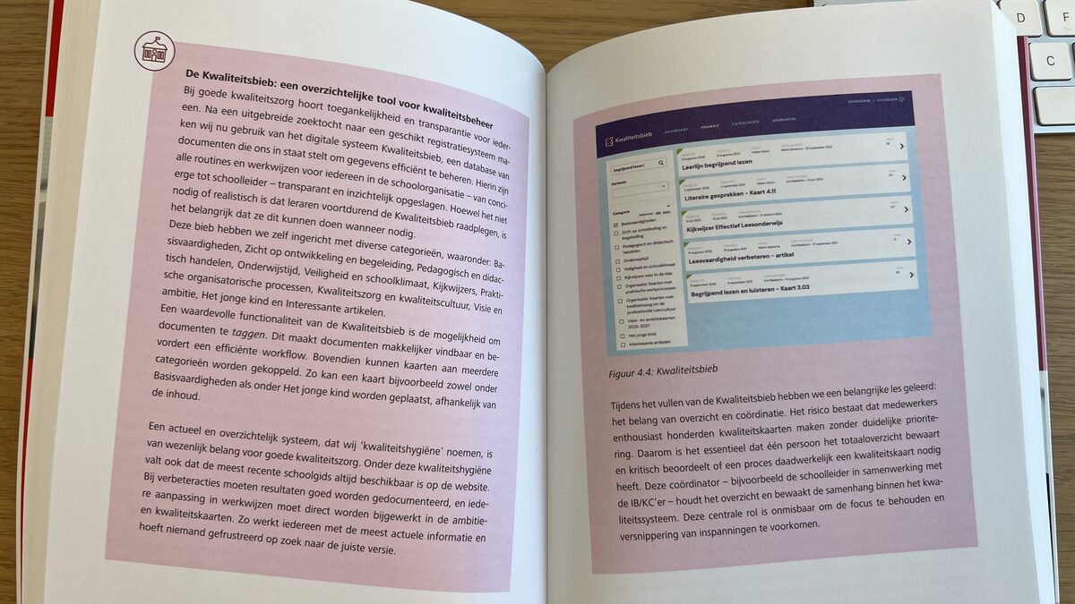 Pagina met vermelding en illustratie van Kwaliteitsbieb