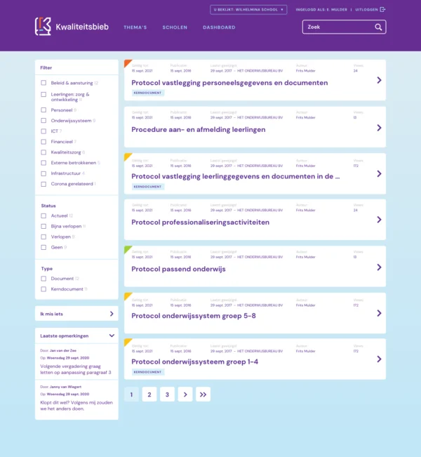 Overzichtspagina Kwaliteitsbieb