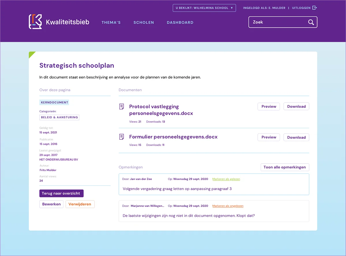 Desktop weergave Kwaliteitsbieb