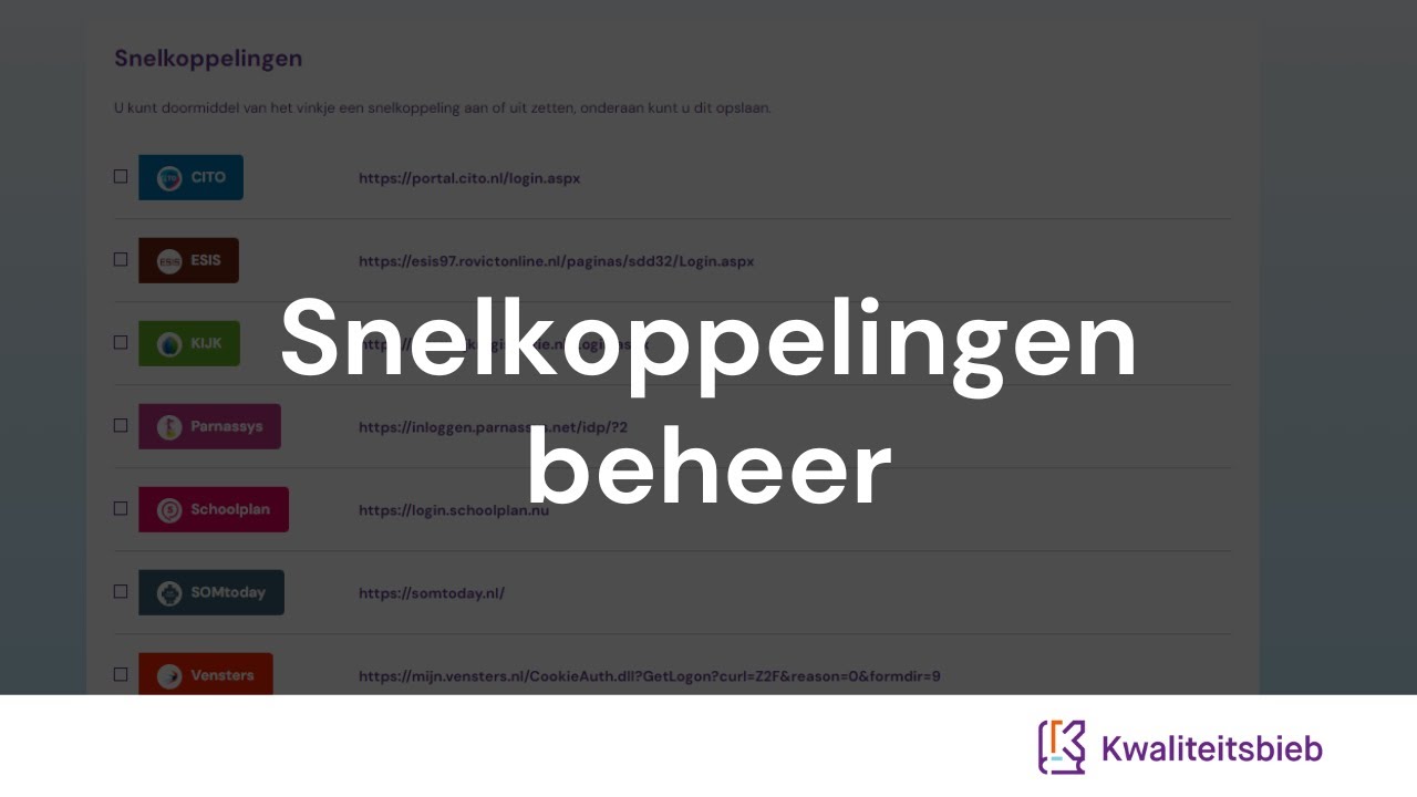 Kwaliteitsbieb - Snelkoppelingen beheer