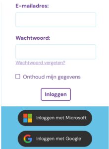 Schermafbeelding van inloggen in de Kwaliteitsbieb computer